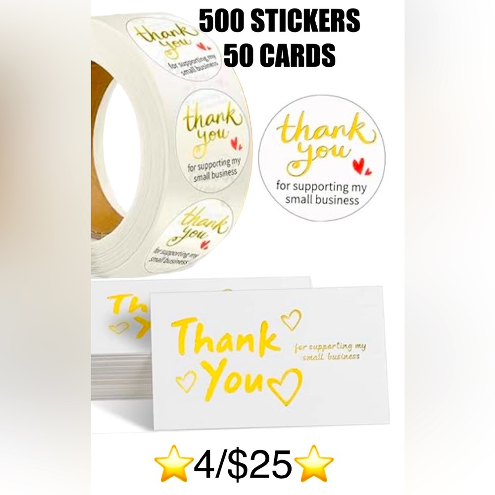 “Thank You for Supporting My Small Business” Card & Sticker Set